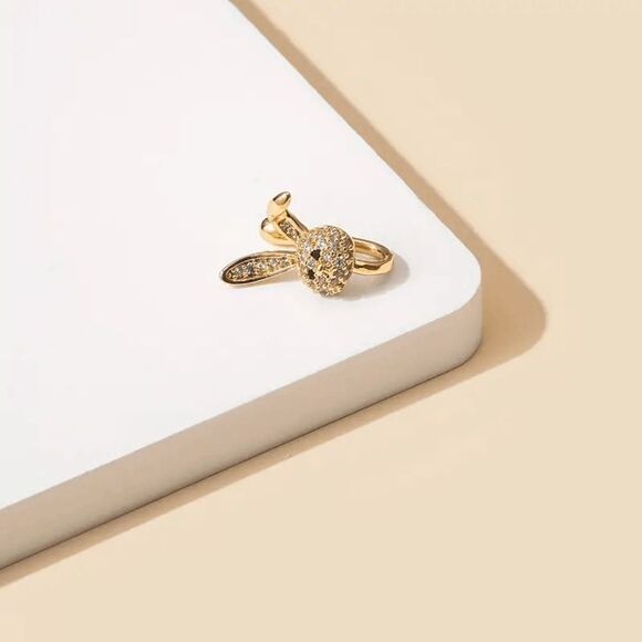 Gold Diamond Bunny Rabbit Nose Ring Cuff - Picture 5 of 5